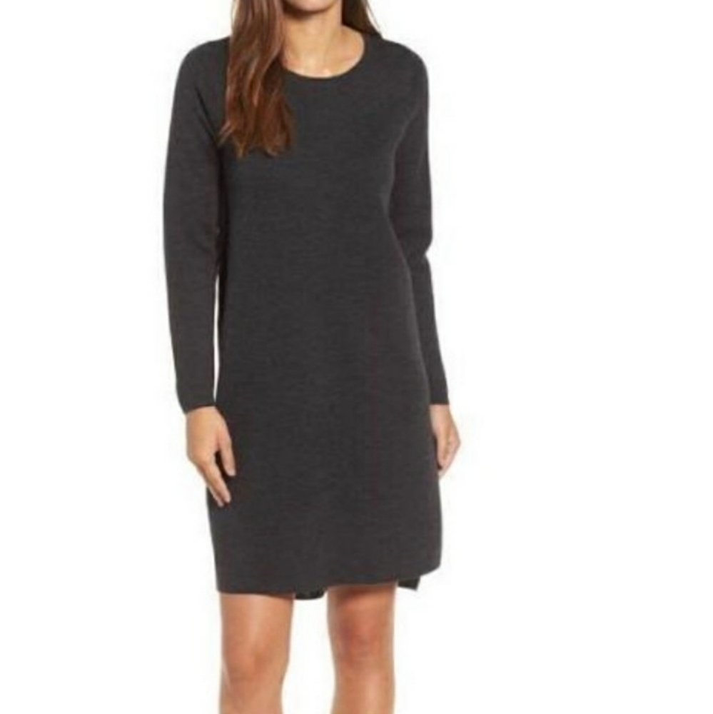 Eileen Fisher merino wool charcoal dress